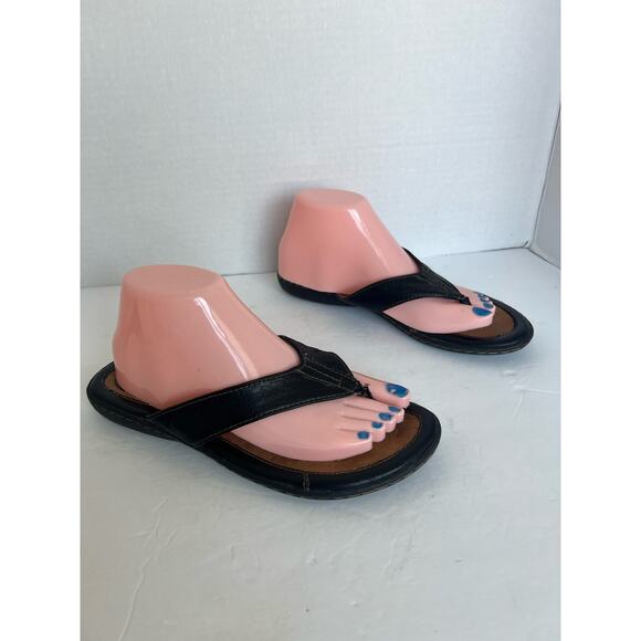 Born of Concept Black Vegan Comfort Flat Summer Padded Thong Flip Flop Sandals 8 - Picture 2 of 9